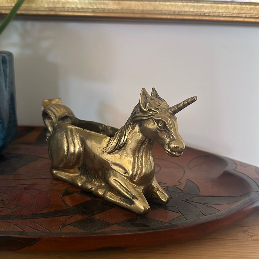 Vintage brass unicorn tape dispenser